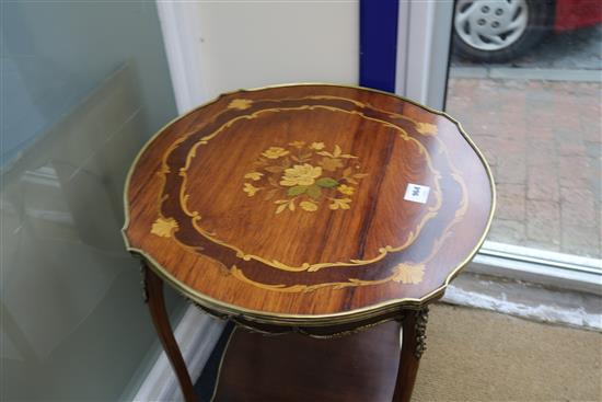 A Marquetry table, brass mounts W.58cm